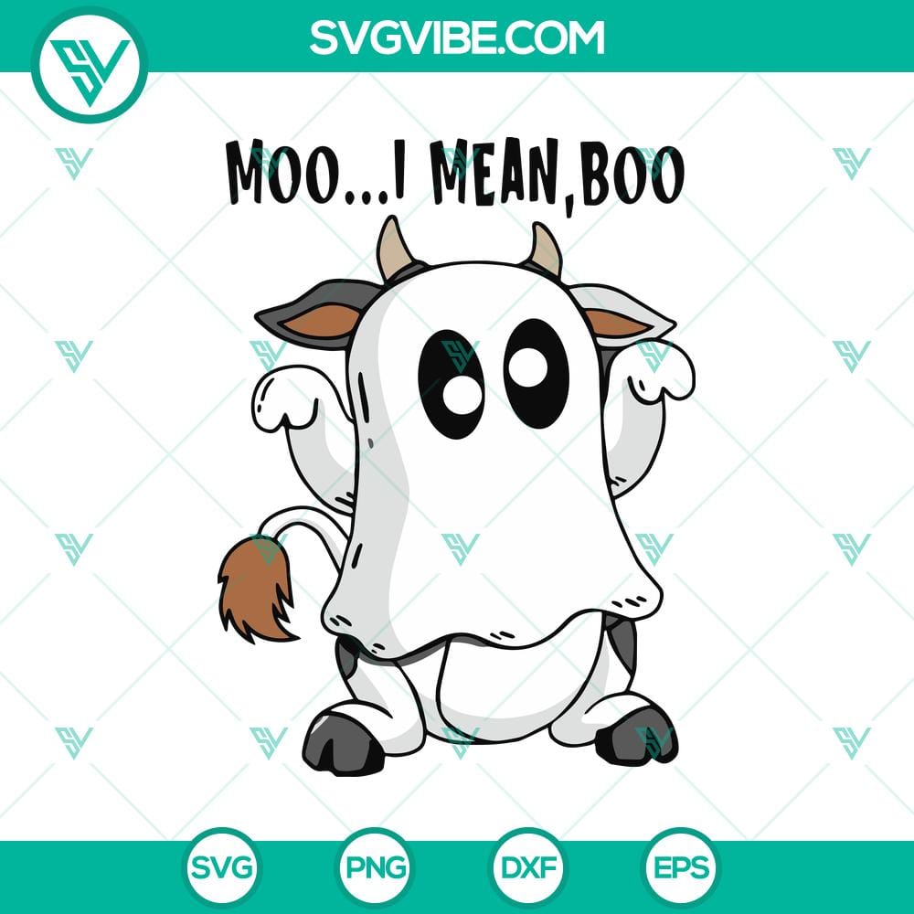 moo8230i-mean-boo-svg-cow-ghost-svg-funny-halloween-svg.jpg Funny Halloween cow ghost SVG with a play on words "Moo...I Mean, Boo", perfect for spooky holiday crafts.