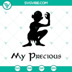 Lord of the Rings Gollum SVG, featuring the text "My Precious," ideal for fans of the fantasy series.