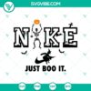 Nike Halloween SVG featuring "Just Boo It" with skeleton design, perfect for spooky season crafts and apparel.