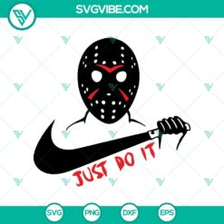 Nike Just Do It Horror SVG featuring Horror Characters like Jason Voorhees. Vector graphics for spooky fanatics.
