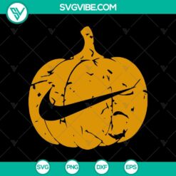 Nike Pumpkin Halloween SVG featuring Nike brand logo and Halloween elements. Ideal for DIY projects and Halloween-themed designs.