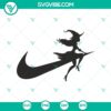 Nike witch Just Do It design SVG for Halloween with witch hat overlay, perfect for festive crafts and apparel.