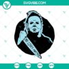 Michael Myers blue silhouette SVG design for Halloween horror fans.