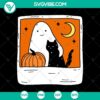 Spooky Halloween art SVG featuring a ghost, pumpkin, and black cat in October Forever theme. Ideal for DIY crafts and digital projects.