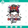October Girl SVG with Halloween design featuring a Messy Bun. Ideal for spooky holiday crafts, decorations, or apparel.