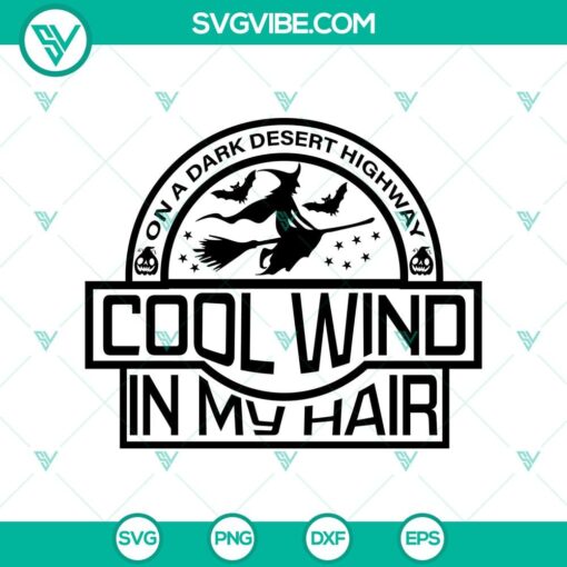 Halloween-themed SVG design with spooky elements including a dark desert highway and cool wind for digital crafting.