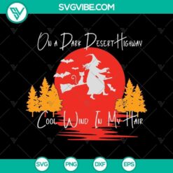 Desert highway scene with spooky Halloween-themed SVG including scary elements, ideal for digital designs.