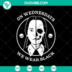 On Wednesdays We Wear Black SVG featuring a spooky and Halloween-themed design, ideal for Addams Family fans.