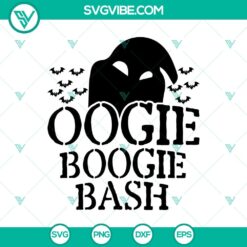 Oogie Boogie Bash SVG featuring characters from The Nightmare Before Halloween movie, spooky design.
