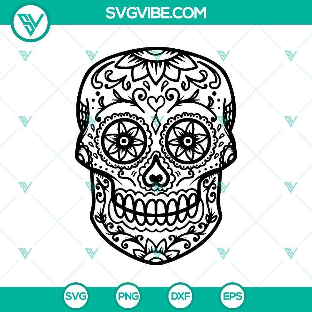 pattern-skull-svg-skull-svg-halloween-svg-death8217shead-svg-4.jpg Halloween-themed skull SVG design with intricate pattern for crafts and projects.