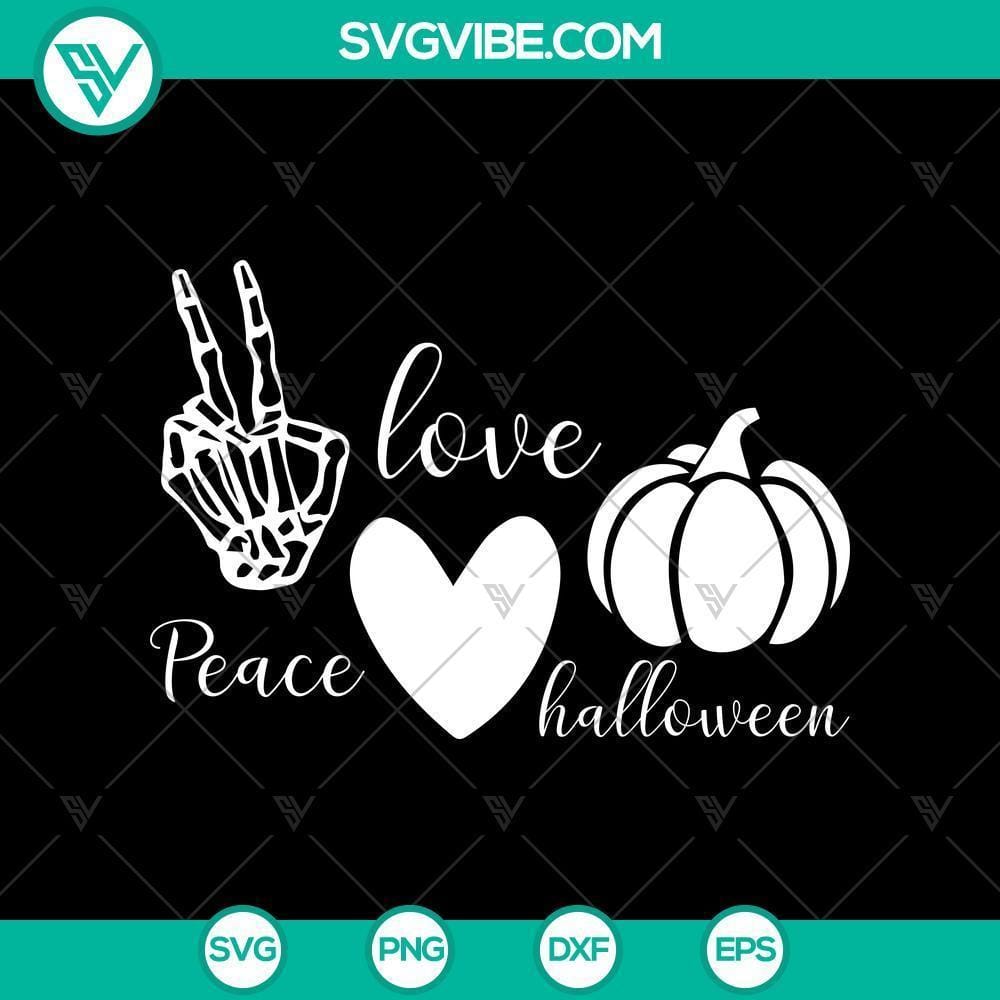 Halloween SVG, Halloween SVG, Horror SVG, Peace Love Halloween SVG, Scary SVG Digital SVG design with "Peace Love Halloween" text, featuring scary and horror elements for Halloween.