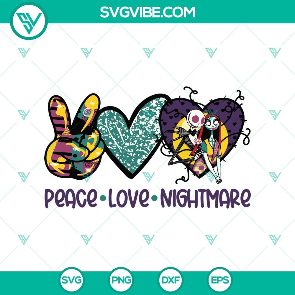 peace-love-nightmare-svg-jack-skelington-svg-halloween-svg.jpg Jack Skellington Halloween SVG featuring Peace Love Nightmare design, ideal for crafting and Halloween projects.