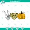 Peace Love Pumpkin and Hear Leopard Halloween SVG design for crafts and decor.
