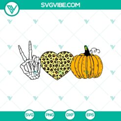 Peace Love Pumpkin and Hear Leopard Halloween SVG design for crafts and decor.