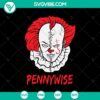 Pennywise half face SVG design for Halloween horror movie enthusiasts.