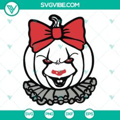 Pennywise Head Pumpkin Bow SVG | It Movie Halloween Cut Files