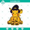 Pikachu Halloween SVG with adorable Pikachu character in Halloween costume. Perfect for festive crafting projects.