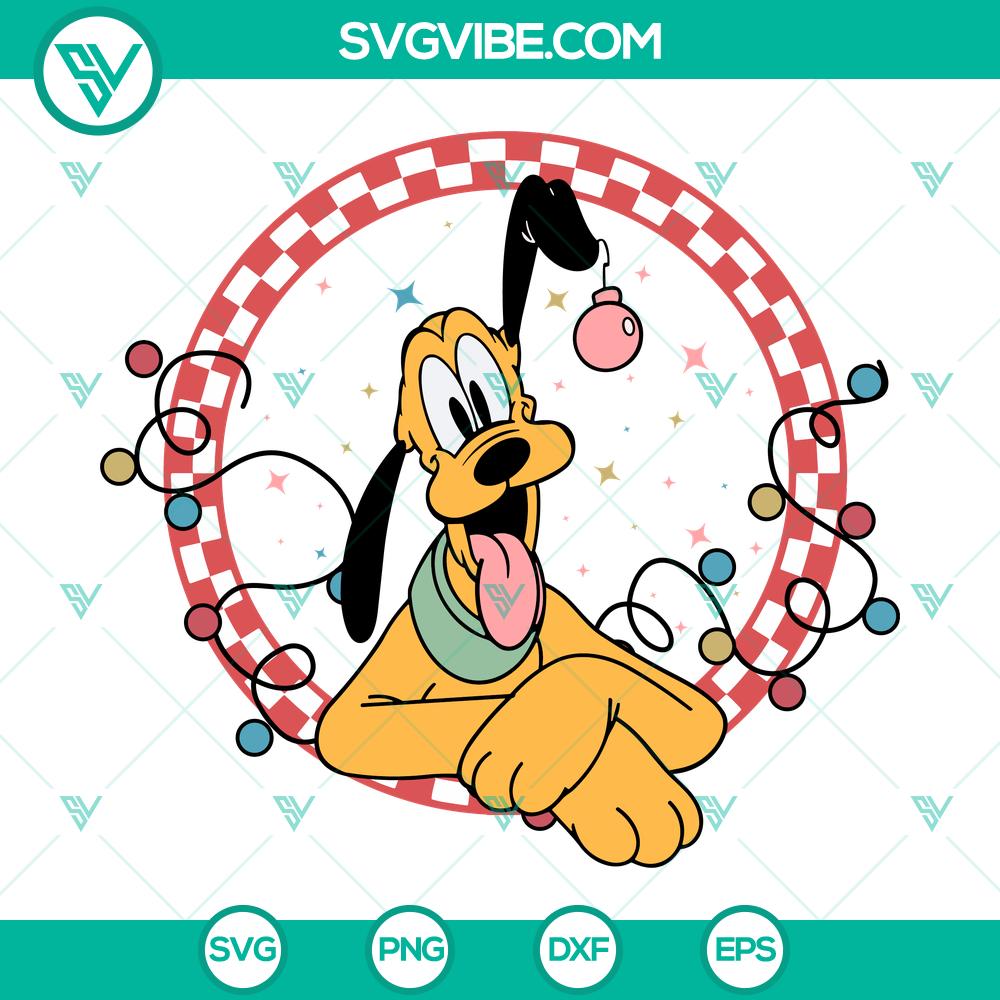 Pluto Dog With Santa Hat SVG DXF EPS PNG Files Pluto dog wearing Santa hat festive SVG DXF EPS PNG files for Christmas crafts.