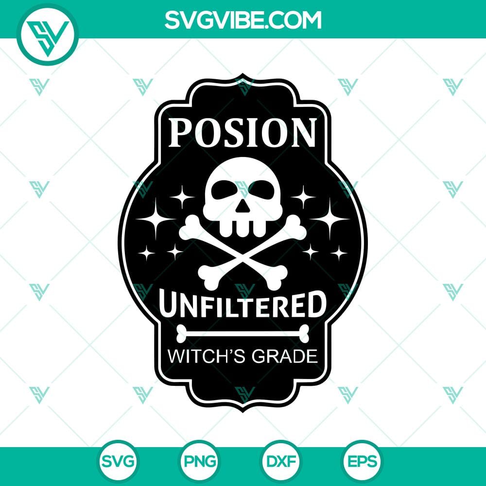 posion-unfiltered-witch8217s-grade-svg-skull-logo-svg-dead-halloween-svg.jpg Poison Unfiltered Witch's Grade, Skull Logo, Dead Halloween SVG for spooky crafts and designs.