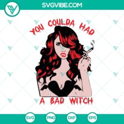 "Pretty You Coulda Had A Bad Witch Halloween SVG design, perfect for horror-themed projects. Scary and stylish Halloween SVG."