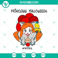 Princess Ariel meets Pennywise in this Halloween SVG design, perfect for costumes and crafts.