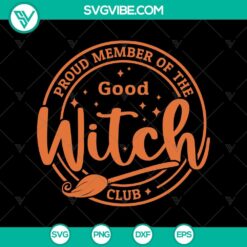Proud Member Witch Club SVG featuring Halloween and scary elements, perfect for a witch-themed design project.