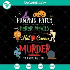 Pumpkin Patch Horror Movies SVG with scary Halloween design for crafting.