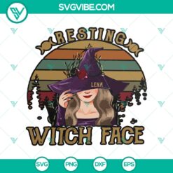 Resting Witch Face SVG with retro Halloween design in a digital format for crafting.