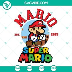 Retro Mario SVG Bundle featuring Super Mario Bros Cut Files for Cricut & Silhouette, ideal for crafts.