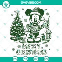 Retro Merry Christmas Mickey Mouse SVG, Classic Disney Holiday Cut Files with vintage Mickey Mouse design for Christmas.
