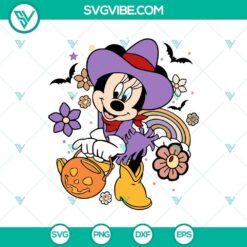 Retro Minnie Mouse Halloween SVG design for Cricut & Silhouette, includes SVG, DXF, EPS, PNG cut files. Perfect for Halloween crafting.