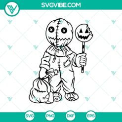 Sam Trick Or Treat Halloween Horror SVG design with spooky elements for crafts, decor, and apparel.