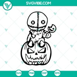 Sam with pumpkin and trick or treat bags in a funny Halloween SVG design, perfect for spooky season crafting projects.