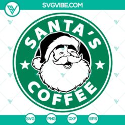 Santa's Coffee and Santa Claus on Starbucks inspired Merry Christmas SVG design.