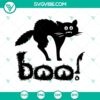 Spooky cat with "Boo" font design in Halloween theme. Perfect for Oct 31 SVG projects.