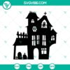 Spooky haunted mansion Halloween SVG design for digital crafts.