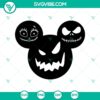 Spooky Mickey, Jack Skellington, and Sally face SVG designs for Halloween crafts and decorations.