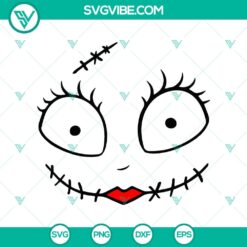 Spooky Sally face SVG featuring elements inspired by Nightmare Before Christmas, perfect for Halloween designs.