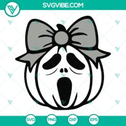 Scream ghost face pumpkin bow SVG for horror Halloween ghost cut files - spooky and fun design perfect for Halloween crafting.