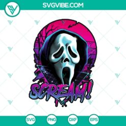 Spooky Scream Ghost SVG design with Horror Face for Halloween, perfect for digital projects and crafts.