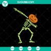 Skeleton dabbing and pumpkin head Halloween funny SVG design. Great for holiday crafts.