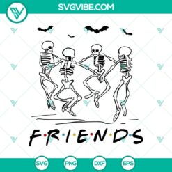 Funny Halloween SVG with Skeleton Friends Dancing. Perfect for spooky season crafting projects.