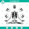 Skeleton meditation SVG design for Halloween, showing a meditating skeleton. Ideal for spooky-themed projects.