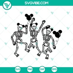Skeleton Mickey Head Dancing SVG, a comical Halloween design featuring Mickey Mouse skeleton dancing. Perfect for Halloween crafts and decorations.