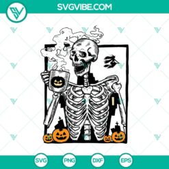 Skeleton Pumpkin Coffee SVG, Skeleton Halloween SVG, Pumpkin Jack-o’-lantern SVG