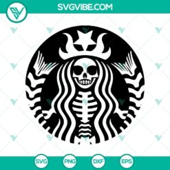 Spooky Skeleton Starbucks logo SVG perfect for Halloween with a scary twist, Starbucks Halloween themed SVG design.