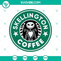 Skellington Coffee SVG featuring The Nightmare Before Christmas and Halloween theme for digital crafting projects.