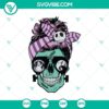 Skull Messy Bun Halloween SVG, Horror design with scary vibes for Halloween projects and crafts.
