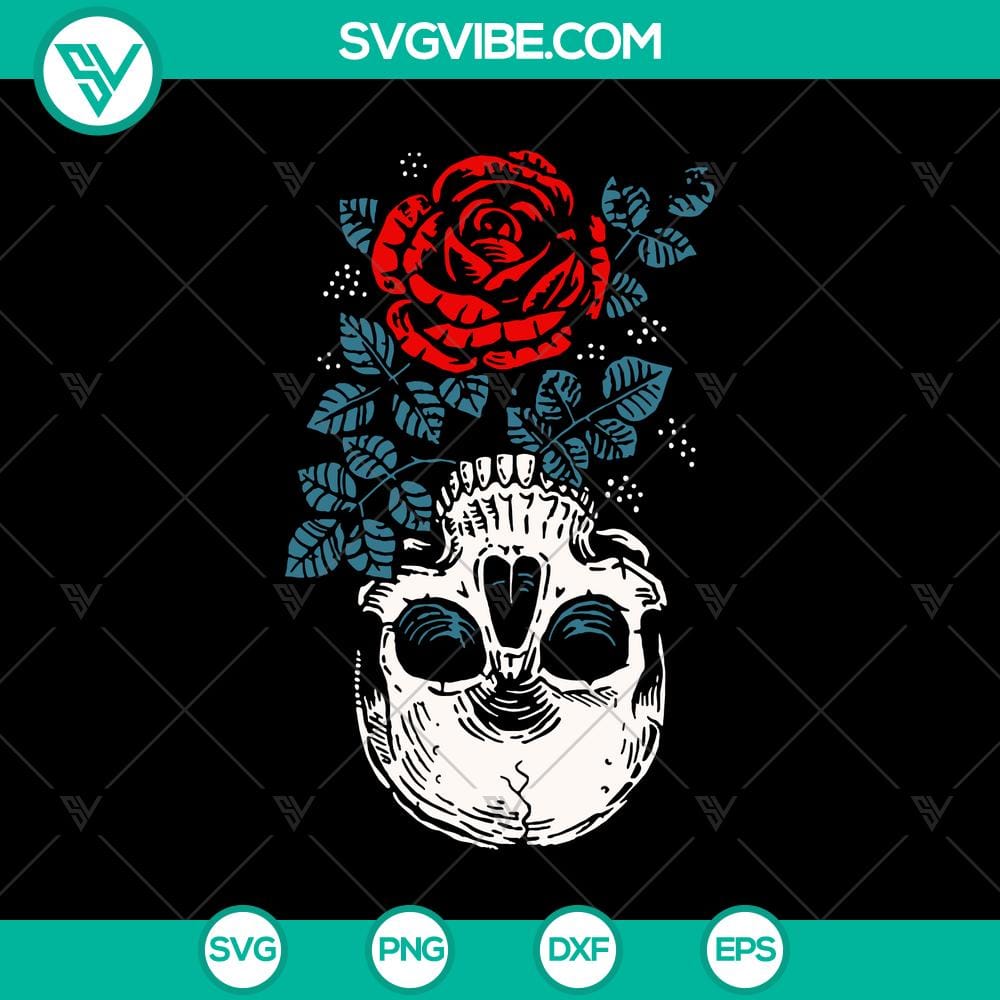 skull-rose-svg-skull-svg-horror-svg.jpg Skull Rose SVG and Horror SVG design in digital format for crafting and Halloween themes.
