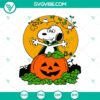 Whimsical Snoopy Halloween SVG with pumpkin, perfect for Happy Halloween crafts, featuring a festive and playful design.